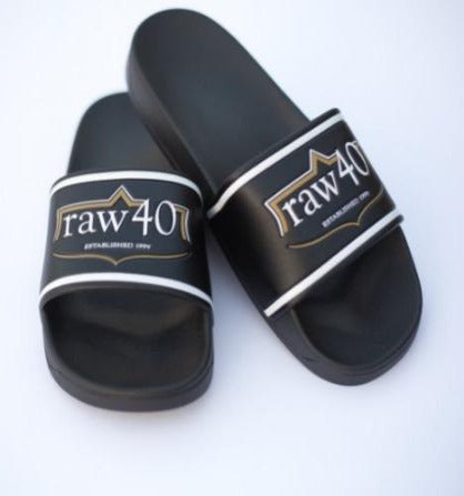 RAW40 Slides - Black w/Gold & White